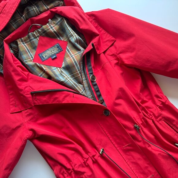 Pendleton Red Waterproof Hooded Plaid Lined Rain Jacket sz L - Picture 7 of 13